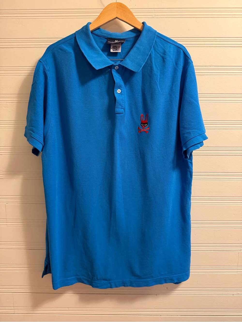 Psycho Bunny Blue Pima Cotton Polo Shirt Men’s XL 2 Embroidered Bunny Peru